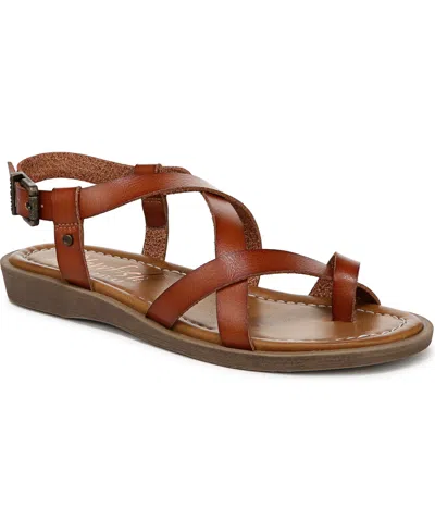 Blowfish Malibu Women's Devon 3 Toe Loop Strappy Flat Sandals In Scotch Faux Leather