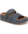 Blowfish Malibu Women's Iris Platform Slide Sandals In Dark Denim Faux Leather