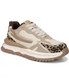 Blowfish Malibu Leo Trainer Sneaker In Gold,tan,black Microsuede,faux Leather-