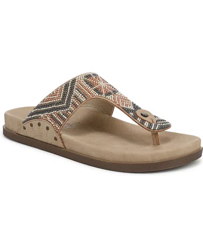 Blowfish Malibu Women's Lyric Open Round Toe Thong Platform Sandals In San Beaded Faux Nubuck