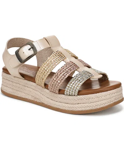 Blowfish Malibu Women's Madrid Fisherman Platform Sandals In Cloud,silver Faux Raffia,faux Leather