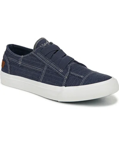 Blowfish Malibu Women's Marlo Round Toe Slip On Platform Sneakers In Navy Metallic Stripe Canvas