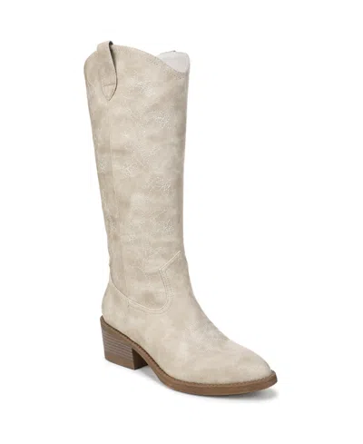 Blowfish Malibu Women's Radio Pointed Toe Knee High Western Boots In Off White Faux Leather