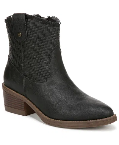 Blowfish Malibu Women's Ricky Block Heel Western Short Boots In Black Woven Faux Leather