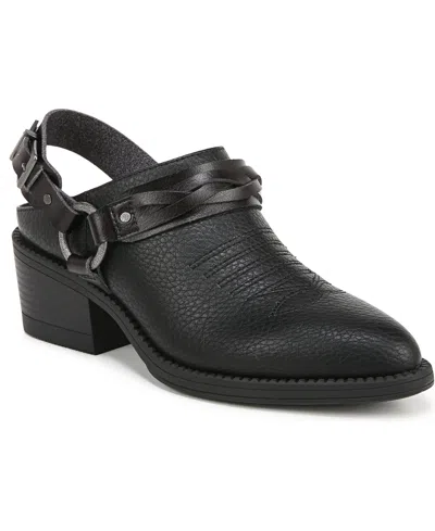 Blowfish Malibu Women's Robin Pointed Toe Block Heel Mules In Black Faux Leather