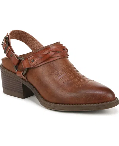Blowfish Malibu Women's Robin Pointed Toe Block Heel Mules In Tan Faux Leather