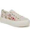 Blowfish Malibu Women's Sadie-sun Embroidered Lace Up Platform Sneakers In Cream Multi Embroidery Fabric