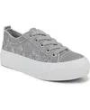 Blowfish Malibu Women's Sadie-sun Embroidered Lace Up Platform Sneakers In Fog Grey Embroidered Canvas
