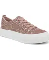 Blowfish Malibu Women's Sadie-sun Embroidered Lace Up Platform Sneakers In Rose Gold Embroidered Canvas