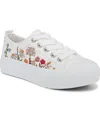 Blowfish Malibu Women's Sadie-sun Embroidered Lace Up Platform Sneakers In White Embroidered Canvas