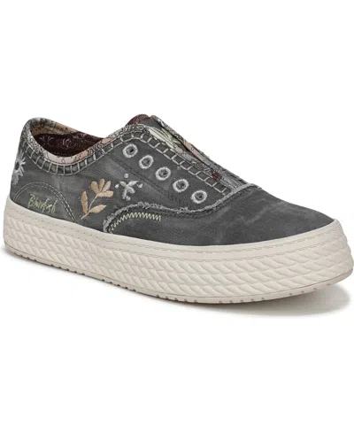 Blowfish Malibu Women's Super Sweet Slip On Platform Sneakers In Charcoal Twill Fabric