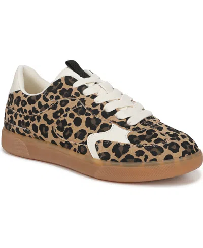 Blowfish Malibu Womens Leopard Brown Lace-up Sneakers - Tastic In Tan,black Fabric,faux Leather