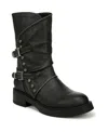 Blowfish Malibu Women's Venice Mid Calf Block Heel Boots In Black Distressed Faux Leather
