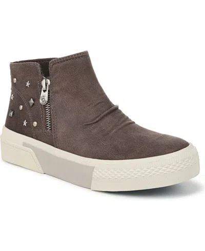Blowfish Malibu Women's Wave-zip Platform Sneaker Booties In Charcoal Faux Suede
