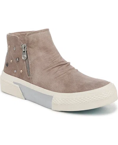 Blowfish Malibu Women's Wave-zip Platform Sneaker Booties In Mushroom Faux Suede