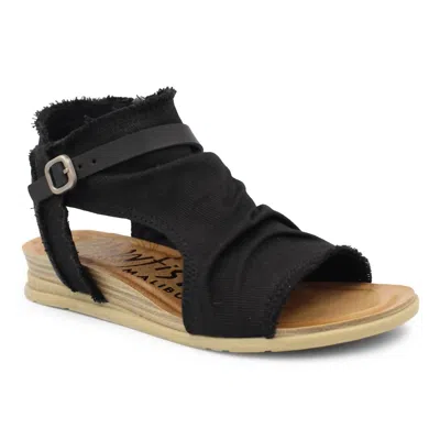 Blowfish Women's Raye Raye Wedge Sandal In Black In Animal Print