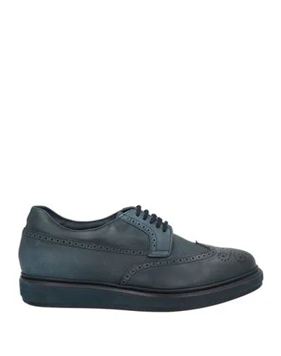 Blu Barrett By Barrett Man Lace-up Shoes Navy Blue Size 9 Leather