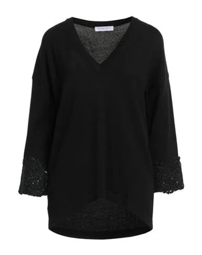 Blu Bianco Woman Sweater Black Size M Merino Wool, Viscose, Polyamide, Cashmere In Blue