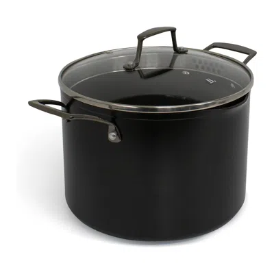 Blu Cookware 8.5qt Stock Pot With Double Strainer Lid, Non-toxic In Black