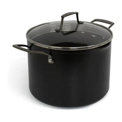 Blu Cookware 8.5qt Stock Pot With Double Strainer Lid, Non-toxic, Non-stick Ceramic, Pfa/pfoa-free Pot,  In Black