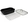 Blu . Roasting Pan With Lid And Roasting Rack In Black