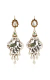 Blu Dog World 19th French Diamond; Pearl; And Emerald Earrings In Gold