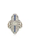Blu Dog World Art Deco 14k White Gold Ring