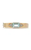 Blu Dog World Art Deco 14k Yellow Gold Emerald Cut Aquamarine Bracelet
