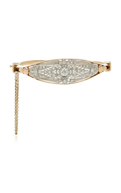 Blu Dog World Edwardian 14k Yellow Gold; Platinum; And Diamond Bangle