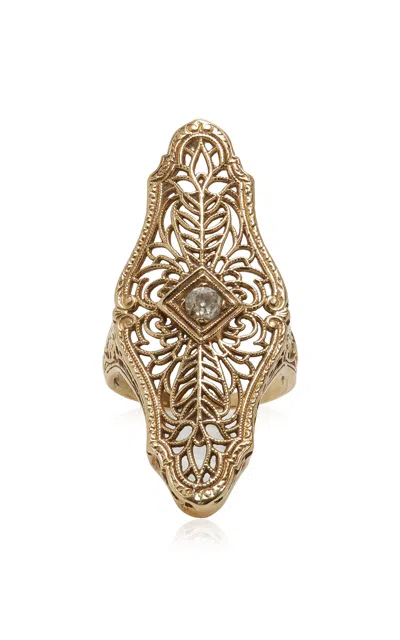Blu Dog World Edwardian 14k Yellow Gold Triangular Ring