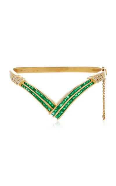 Blu Dog World Modernist 18k Yellow Gold V-shaped Bangle