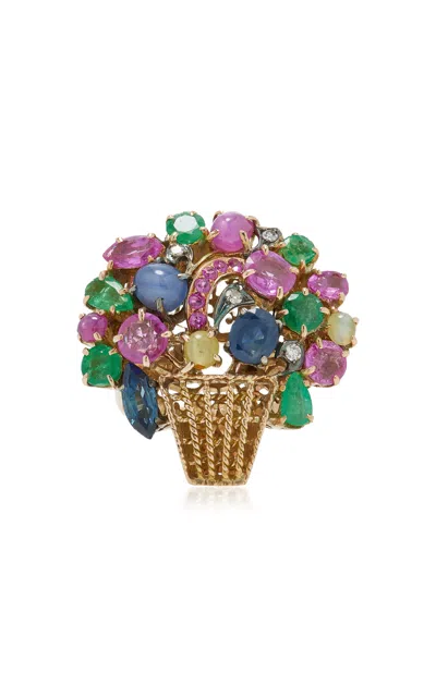 Blu Dog World Retro 14k Rose Gold Flower Basket Ring