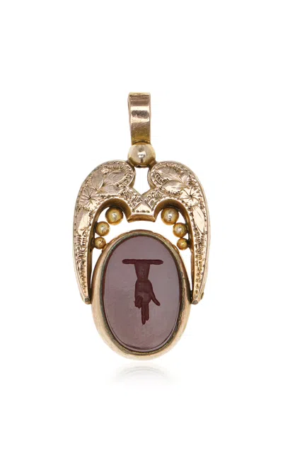 Blu Dog World Victorian Era 9k Yellow Gold Winged Flippable Pendant