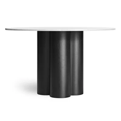 Blu Dot 4/4 Round Dining Table - 48" Round / Marble / Black On Ash