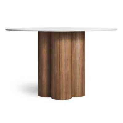 Blu Dot 4/4 Round Dining Table - 48" Round / Marble / Walnut