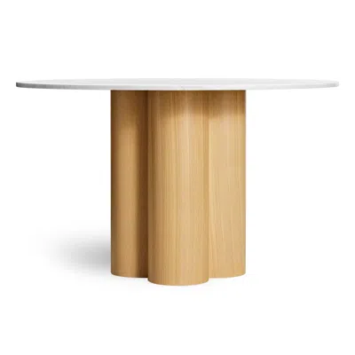 Blu Dot 4/4 Round Dining Table - 48" Round / Marble / White Oak