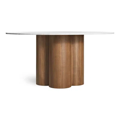 Blu Dot 4/4 Round Dining Table - 60" Round / Marble / Walnut