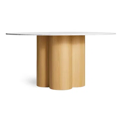 Blu Dot 4/4 Round Dining Table - 60" Round / Marble / White Oak