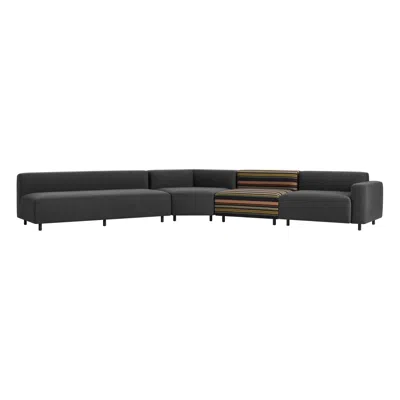 Blu Dot 9 Yard Outdoor Angled Sectional Sofa - Sunbrella Stripe / Sunbrella Coal / Right
