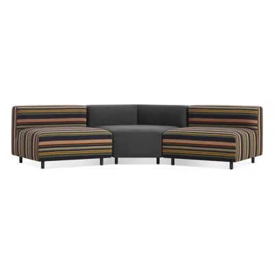 Blu Dot 9 Yard Outdoor Angled Small Sectional In Sunbrella Stripe/sunbrella Coal