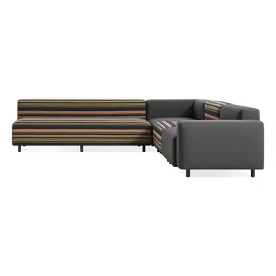 Blu Dot 9 Yard Outdoor L Sectional Sofa - Sunbrella Stripe / Sunbrella Coal / Right