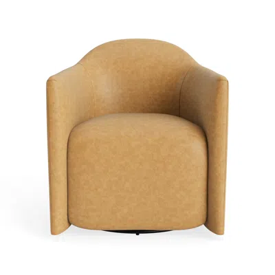 Blu Dot About Face Swivel Lounge Chair - Camel Leather In Brown
