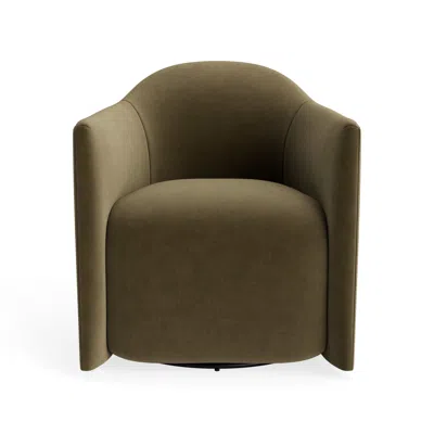 Blu Dot About Face Swivel Lounge Chair - Moss Velvet In Green