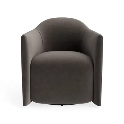 Blu Dot About Face Swivel Lounge Chair - Storm Velvet In Gray
