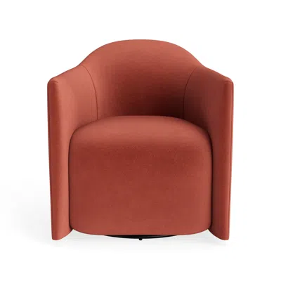 Blu Dot About Face Swivel Lounge Chair - Tomato Velvet In Red