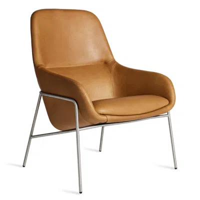 Blu Dot Acre Lounge Chair In Butterscotch Leather/stainless Steel Base