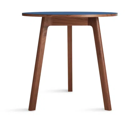 Blu Dot Apt Café Table - 30" Round / Cobalt / Walnut