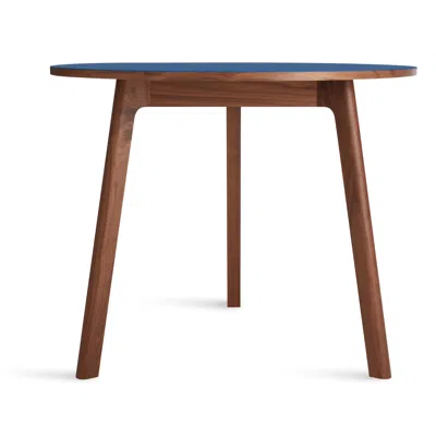 Blu Dot Apt Café Table - 36" Round / Cobalt / Walnut