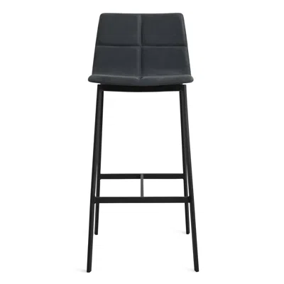 Blu Dot Between Us Leather Barstool In Ink Leather