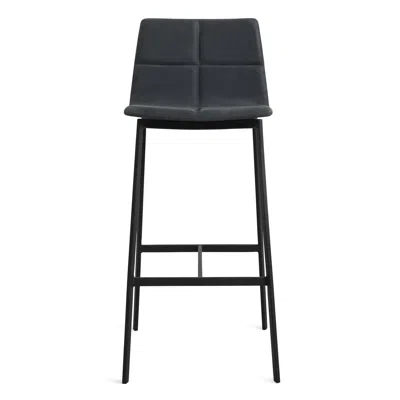 Blu Dot Between Us Stool - Counter Stool / Ink Leather In Black